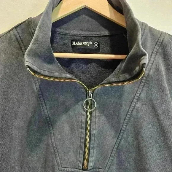 BLANKNYC Faded Look Henley Half zip Sweatshirt Women's M Gray - Picture 2 of 7